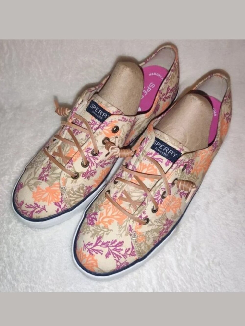 Sperry Floral Canvas Sneakers in Beige, Pink, Orange